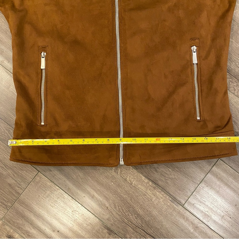 🔥 Zara Faux Suede Biker Jacket in Tan / Brown - Medium - Picture 4 of 5